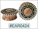 EAR0424, Wooded Plug with Bronze Design THUMBNAIL