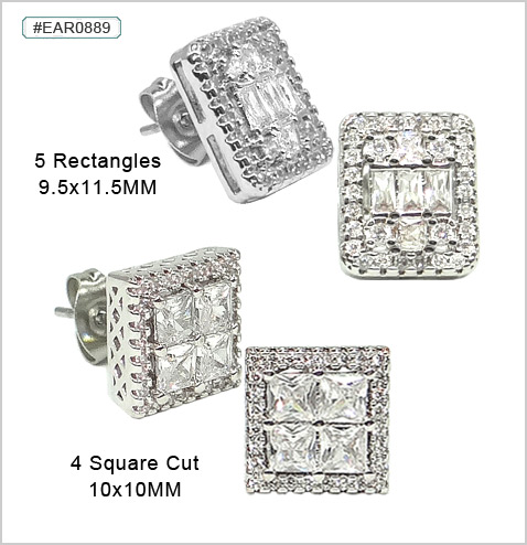 EAR0889 Large Gems Ear Studs Pairs MAIN