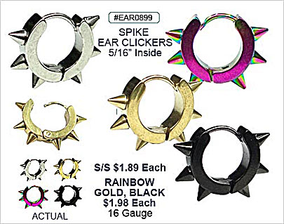 EAR0899 SPIKES Ear Clickers 16G 5/16"ID MAIN