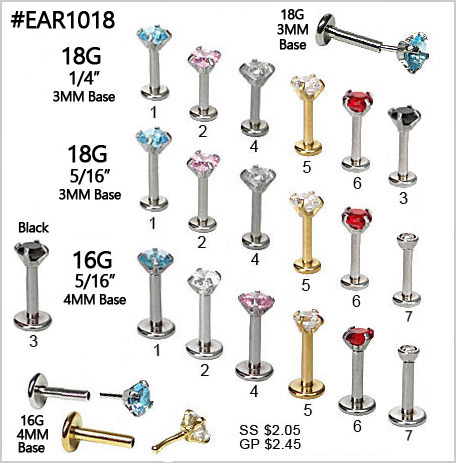 EAR1018 Gem Push In Top 3mm 4mm Flat Back MAIN