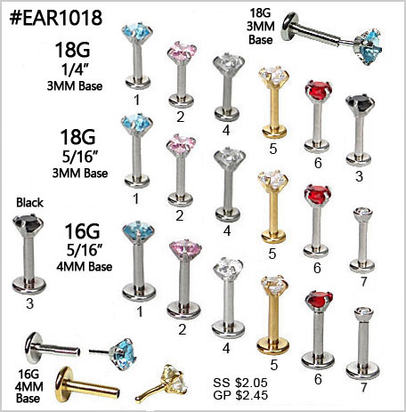 EAR1018 Gem Push In Top 3mm 4mm Flat Back MAIN