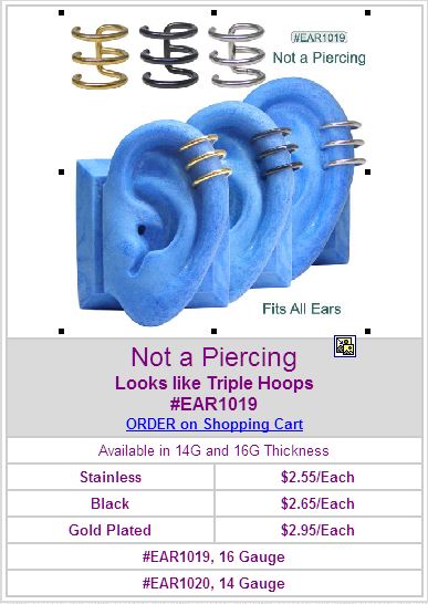 EAR1019, Not a Piercing, Triple Hoops MAIN