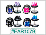 EAR1079 Iridescent Spike 16G Post Ear Gauge THUMBNAIL