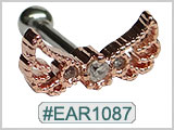 EAR1087, 16G Rose Gold Plated Wings with Clear Gem for Cartilage THUMBNAIL