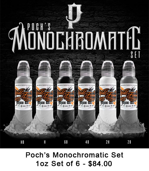 Poch's Monochromatic Tattoo Ink 1 Oz Set of 6 MAIN