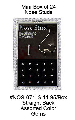 NOS071 Mini-Box Nose Studs Asst. Gems MAIN