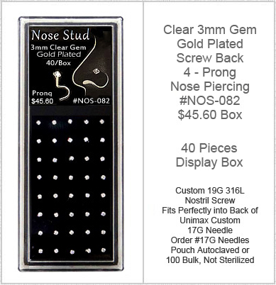 NOS082 3mm Gem 316L Nose Gem Screw MAIN