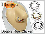 NOS193 Titanium Double Gem Row Clicker THUMBNAIL