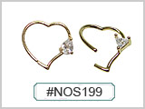 NOS199, Heart Shape Bendable 20G Wire CZ Gem THUMBNAIL