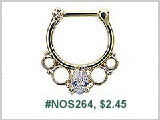#NOS264, Gold Plated, clear tear gem THUMBNAIL