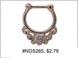#NOS265, Nostril Clicker, Rose Gold Plated  Gems THUMBNAIL