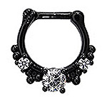 #NOS273 Septum Nose Jewelry: Black with Gems MAIN