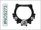#NOS273 Septum Nose Jewelry: Black with Gems THUMBNAIL