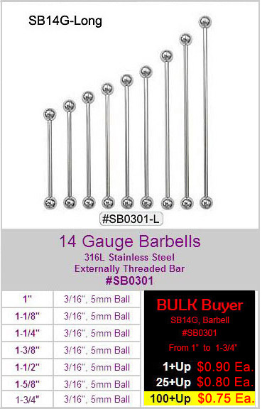 SB0301 14G Longer Straight Barbells MAIN