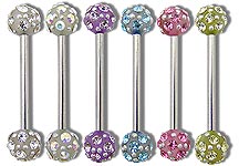 SB2071 Glistening Multi-Gem Glow Ball Barbells THUMBNAIL