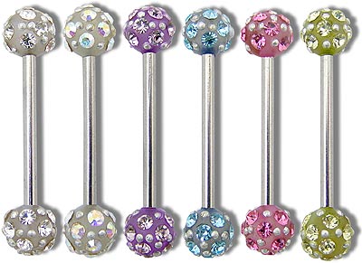 SB2071 Glistening Multi-Gem Glow Ball Barbells MAIN
