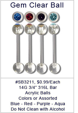 SB3211 Clear UV Ball Gem Barbells MAIN