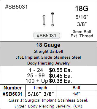 SB5031 18 Gauge Barbell MAIN