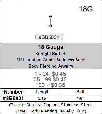 SB5031 18 Gauge Barbell MAIN