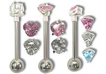 SB5335 Gem Silver Prong Barbell THUMBNAIL