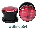 SE0554, Red Plaid Plastic Threaded Tunnels THUMBNAIL