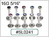 SL0241,16G Internally Threaded Mini-Gem Labret THUMBNAIL