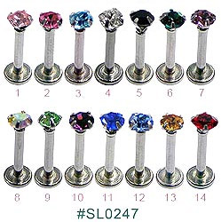 SL0247, 4 Prong Round Gem Labret MAIN