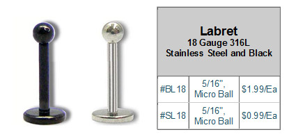 SL0421 Labret 18G Black & S/S MAIN