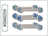 SN0259 Double Small Multi Gem Nipple Bar Pair THUMBNAIL