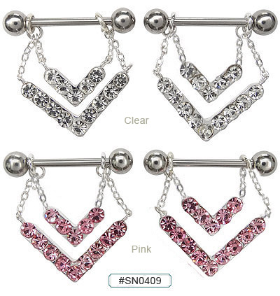 SN0409, Gem Nipple Double Layer Dangle MAIN