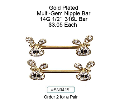 SN0419 Gold Plated Nipple Bar MAIN
