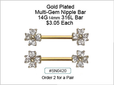 SN0420 Gold Plated Nipple Multi-Gems MAIN