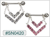 SN0420, Gem Nipple Double Layer Dangle THUMBNAIL