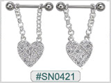 SN0421, SS Clear Gem and Heart Dangle THUMBNAIL