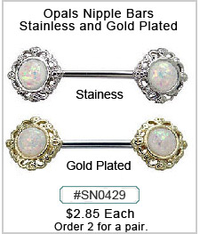 SN0429, SN0430, Opal Design Nipple Barbell MAIN