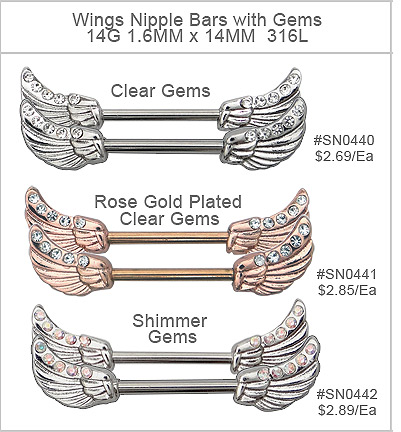 SN0440, Double Wing Gem, Nipple Bars MAIN