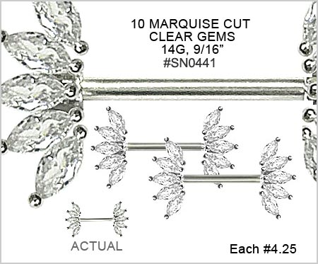 SN0441 10 Marquise Nipple Bars MAIN