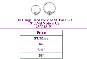 SR0121P 18 Gauge Hand Polished 1/4" CBR MAIN