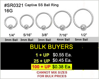SR0321, 16G Captive SS Ball Ring MAIN