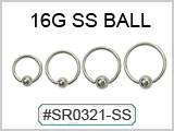 SR0321, 16G Captive SS Ball Ring THUMBNAIL
