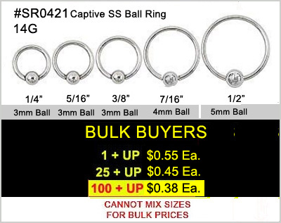 SR0421, 14G Captive SS Ball Ring MAIN