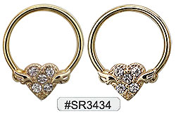 SR3434, Captive Nipple Ring Gem Geart MAIN