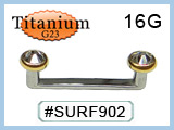 SURF902 Gold Plated Double Gem Flat Surface Bar THUMBNAIL