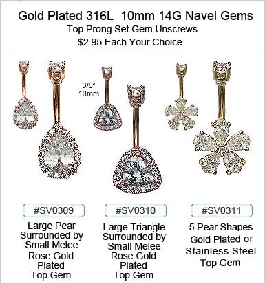 SV0309 14G Navel Gold Plated Gem MAIN