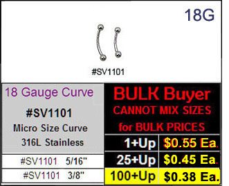 SV1101, 18G Curved Barbells Plain Balls MAIN