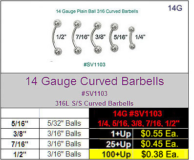 SV1103, 14G Curved Barbells MAIN