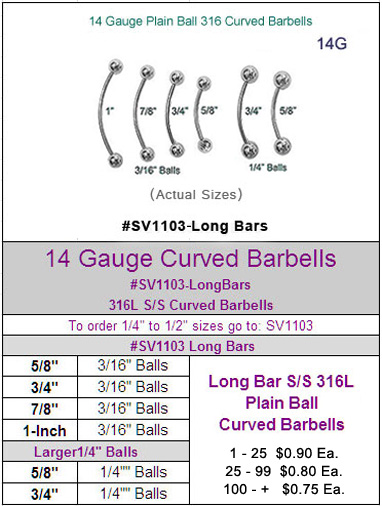 SV1103A, 14G Long Curved Barbells MAIN