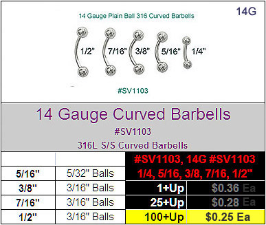 curved barbells 14g