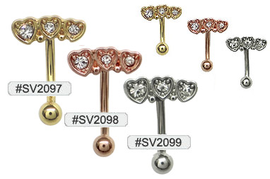 #SV2097, Ornamental Gem, 16G Curve Bars MAIN