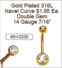SV2200 Gold Plated Double Gem Navel MAIN